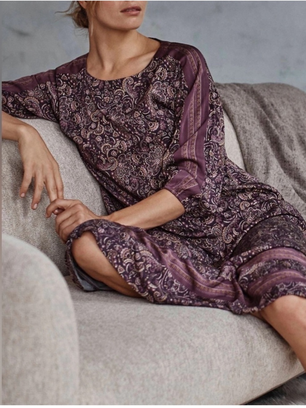 J. Jill Pure Jill Ecovero Satin Maison Maxi Dress In Acai Heritage Paisley